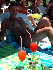 Sexy wife with firm breasts topless on