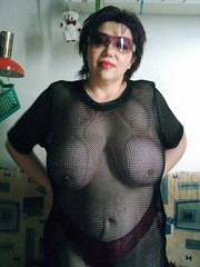 Chubby wife in see through shows her..